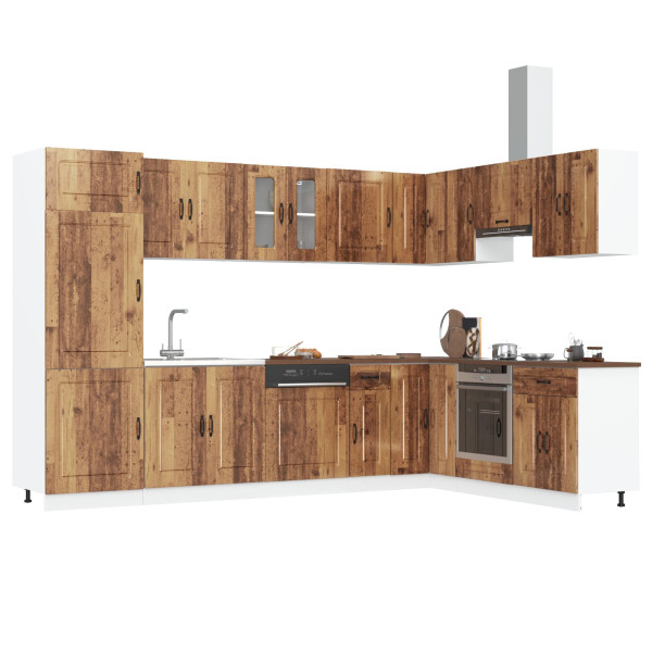 Gabinete de Cocina  Kalmar con Doble Fregadero de Madera Vieja M 3