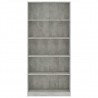 Estantería de 5 niveles contrachapada gris hormigón 80x24x175cm 4