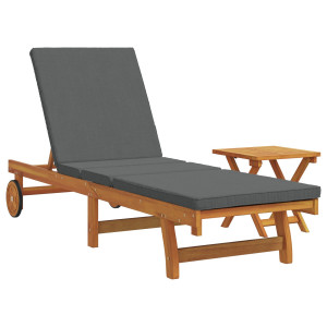 Sillón de playa con ruedas. mesa y cojín de madera maciza de acacia H