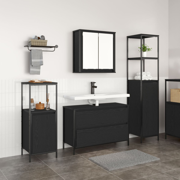 Conjunto de muebles de baño de 3 piezas  en madera ingenierada de roble negro D