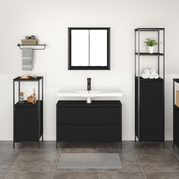 Conjunto de muebles de baño de 3 piezas  en madera ingenierada de roble negro M 4