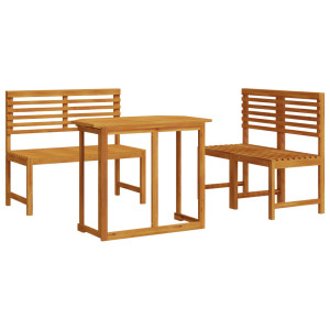 Juego de Comedor de Jardín de 4 Piezas de Madera Maciza de Acacia H