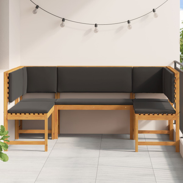 Conjunto de Jardim com 5 Peças e Almofadas em Madeira de Acácia M 3