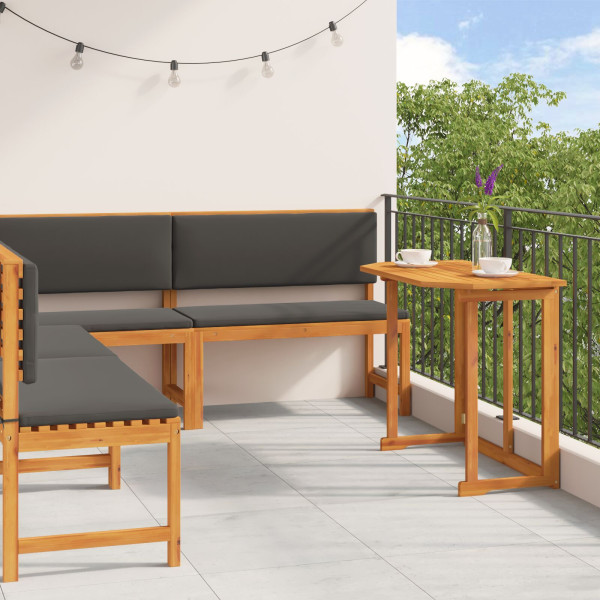 Conjunto de Comedor para Jardín de 4 Piezas con Cojines de Madera Maciza de Acacia D