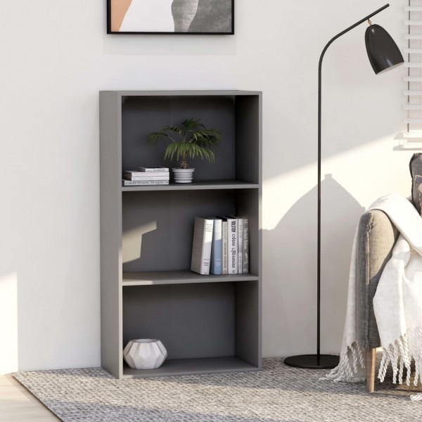 Estantería de 3 niveles madera contrachapada gris 60x30x114 cm D