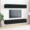 Set de mueble para TV de 4 piezas. montado en la pared. de madera de roble negro 1