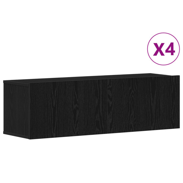 Set de mueble para TV de 4 piezas. montado en la pared. de madera de roble negro M 4