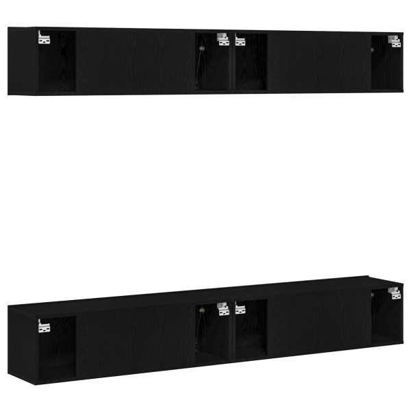 Set de mueble para TV de 4 piezas. montado en la pared. de madera de roble negro M 5