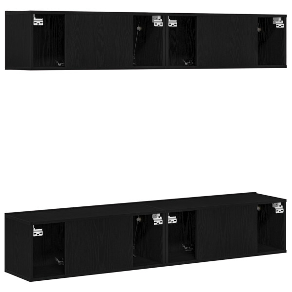 Conjunto de 4 piezas de gabinete de TV de pared de  en madera de roble negro M 4