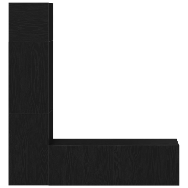 Conjunto de Móvel de TV de 3 Peças Montado na Parede em Carvalho Preto M 5