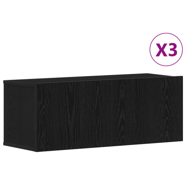 Juego de Muebles para TV de 3 Piezas  Negro de Madera Elaborada M 4