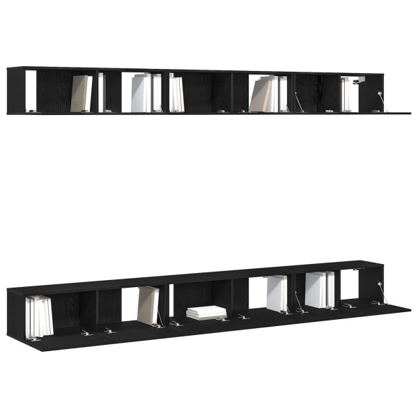 Conjunto de Mueble para TV de 6 Piezas en Madera Ingenieril de Roble Negro M 3