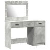 Conjunto de Mesa de Maquilhagem de 2 Peças Cinza Concreto com LED em Madeira de Engenharia 2