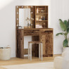 Conjunto de Mesa de Maquilhagem 2 Peças com LED em Madeira Velha 1
