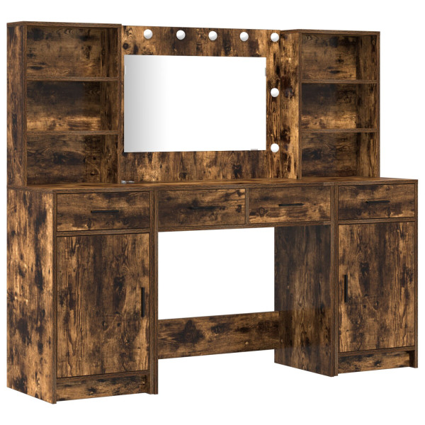 Conjunto de Mesa de Maquiagem de 3 Peças  em Madeira de Carvalho Fumado M 2