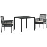 Conjunto de Jantar para Jardim 3 pcs Preto 90 x 90 x 75 cm 2