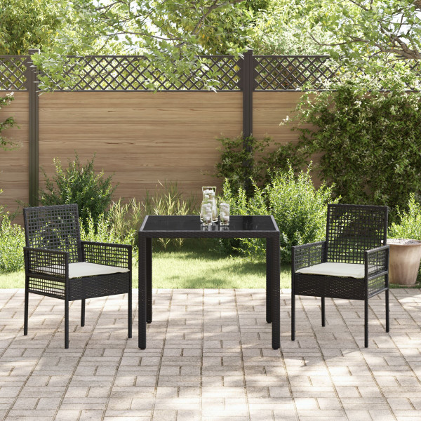Conjunto de Jantar para Jardim 3 pcs Preto 90 x 90 x 75 cm M 4