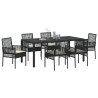 Conjunto de Jantar para Jardim 7 pcs Preto 190 x 90 x 75 cm 3