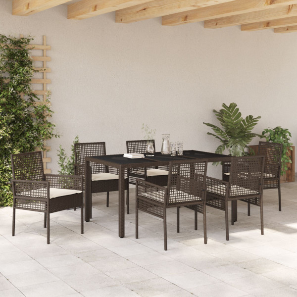 Conjunto de Jantar para Jardim 7 pcs Castanho 150 x 90 x 75 cm M 4