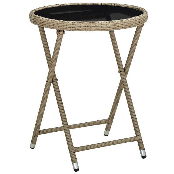 Conjunto de Bistro de Jardim com 3 Peças e Almofadas Bege em Rattan Sintético M 5