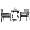 Conjunto de Bistro de Jardim em 3 Peças com Almofadas Preto de Rattan Sintético 3