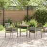 Conjunto de Bistro de Jardim de 3 Peças com Almofadas Cinzento em Rattan Sintético 4