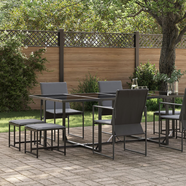 Conjunto de Jantar de Jardim com 10 Peças e Almofadas em Aço e Textilene M 3