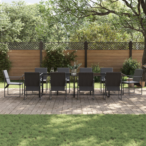 Conjunto de Jantar de Jardim com 13 Peças e Almofadas em Aço e Textilene M 3