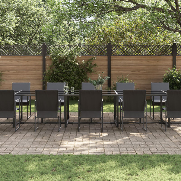 Conjunto de comedor de jardín de 19 piezas con cojines de acero y textileno M 3