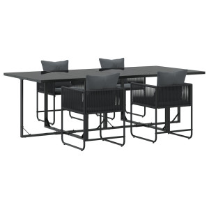 Conjunto de Jantar para Jardim de 6 Peças com Almofadas em Aço e Rattan Sintético H