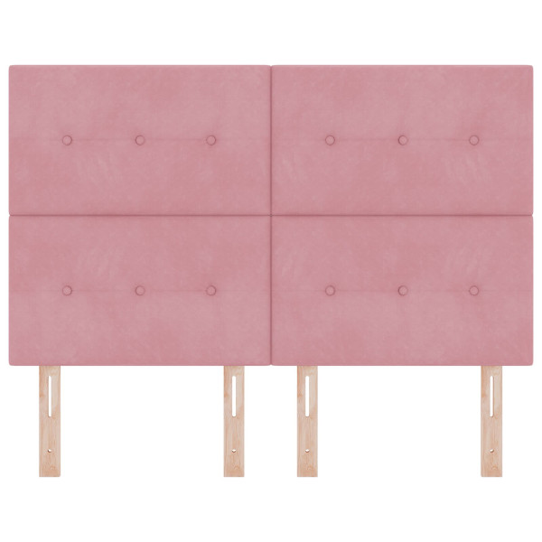 Cabeceira  Botão Almofadada Rosa 140 cm Veludo M 4