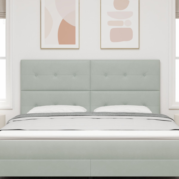 Cabecera  con botones. acolchada. gris claro. 180 cm. terciopelo M 3