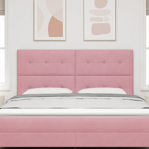 Cabeceira  Botões Estofada Rosa 180 cm Veludo M 3