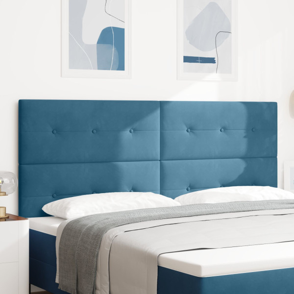 Cabezal  con botones acolchonados en terciopelo azul oscuro de 200 cm D