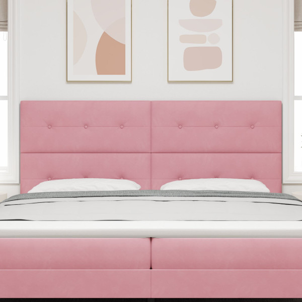 Cabeceira  Botões Estofada Rosa 200 cm Veludo M 3