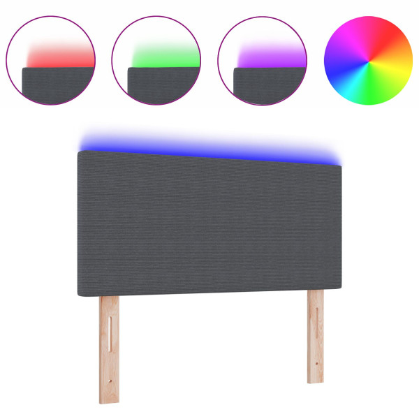 Cabeceira LED  Design Simples Cinza Escuro 80 cm em Tecido de Veludo M 3