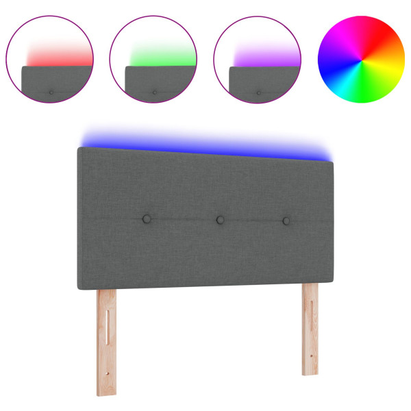 Cabezal LED  con botones acolchados Gris Oscuro de 90 cm en Tela M 3