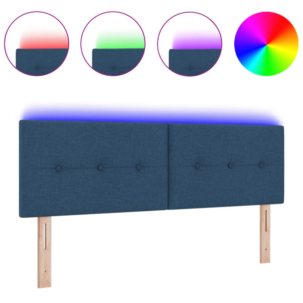 Cabecero LED  con botones acolchados Azul de 72 cm en tela M 3