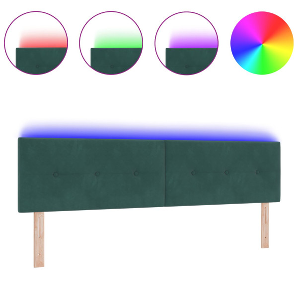 Cabeceira LED  Botão Tufted Verde Escuro 90 cm Veludo M 3