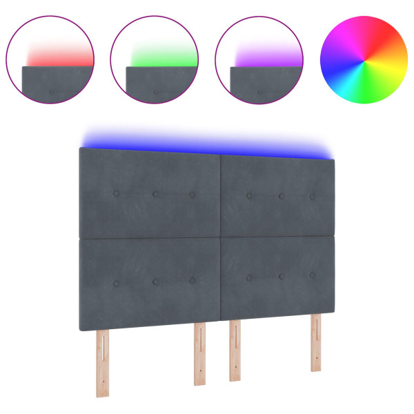 Cabeceira LED  Cinza Escuro 72 cm Veludo M 3