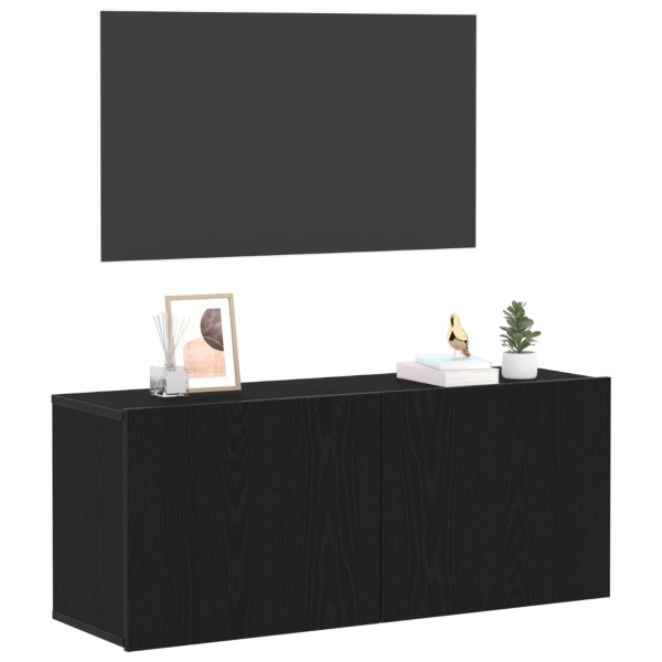 Gabinete de pared para TV  Negro Roble 100x30x41 cm Madera engineered M 3