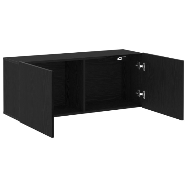 Gabinete de pared para TV  Negro Roble 100x30x41 cm Madera engineered M 5