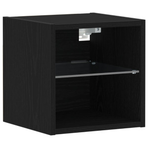 mueble para TV LED  Negro Roble 30x28.5x30 cm Madera reciclada H