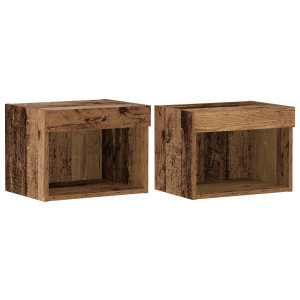 Armários de parede  com luzes LED 2 pcs Madeira antiga 40x30x30 cm H