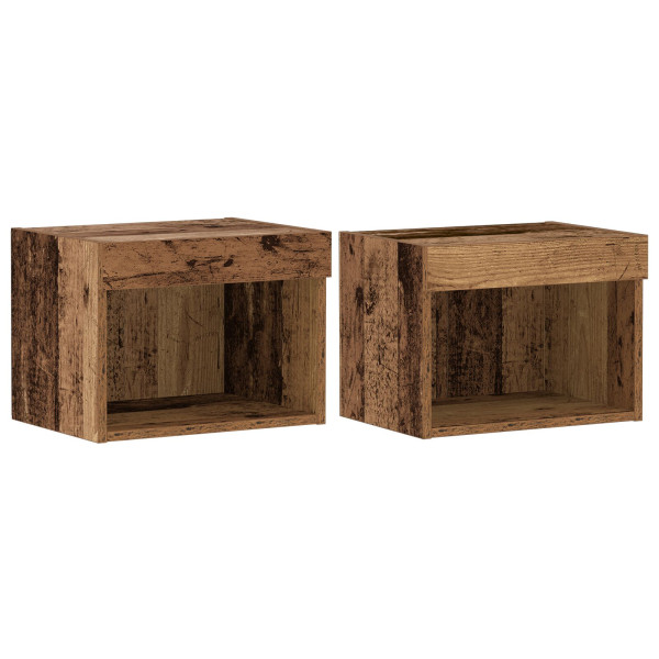 Armários de parede  com luzes LED 2 pcs Madeira antiga 40x30x30 cm M 2