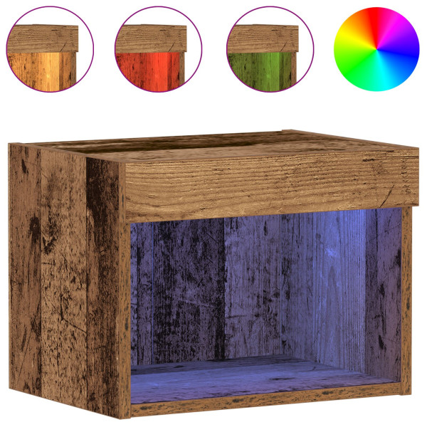 Gabinetes de Pared  con Luces LED 2 pcs Madera Vieja 40x30x30 cm M 4