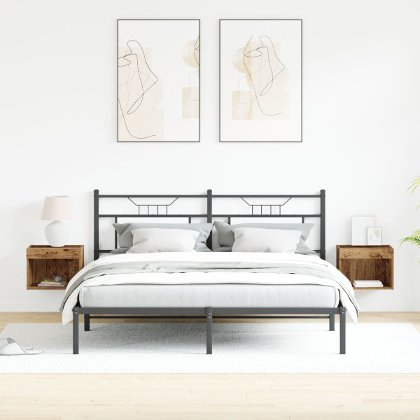 Armários de parede  com luzes LED 2 pcs Madeira antiga 40x30x30 cm M 5