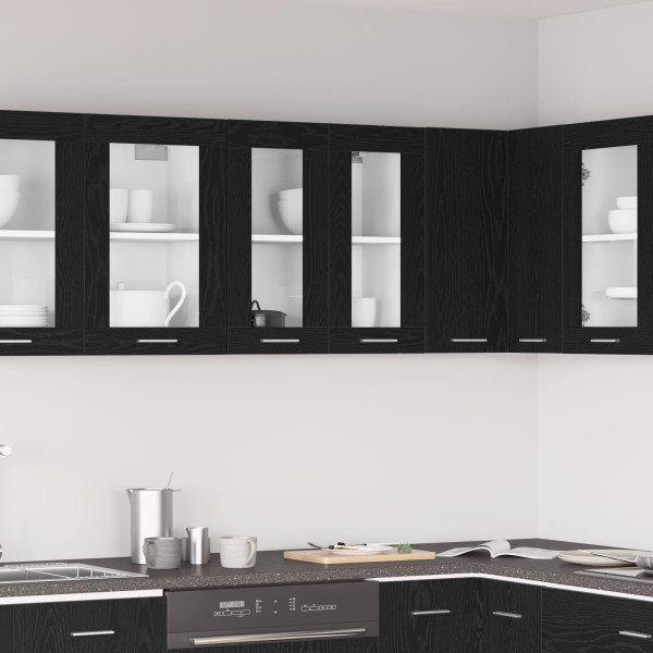 Gabinete de vidrio colgante  en roble negro - 60x31x60 cm D