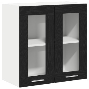 Gabinete de vidrio colgante  en roble negro - 60x31x60 cm H