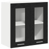 Gabinete de vidrio colgante  en roble negro - 60x31x60 cm 2
